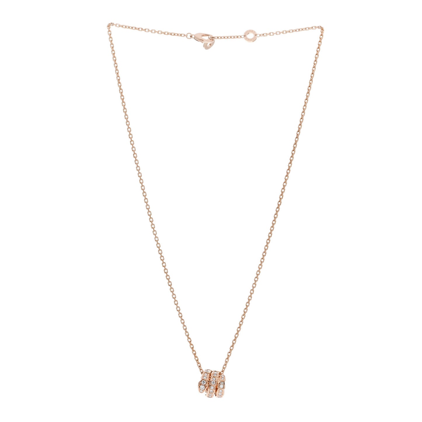 18K Rose Gold Diamond Serpenti Viper Pave Pendant Necklace