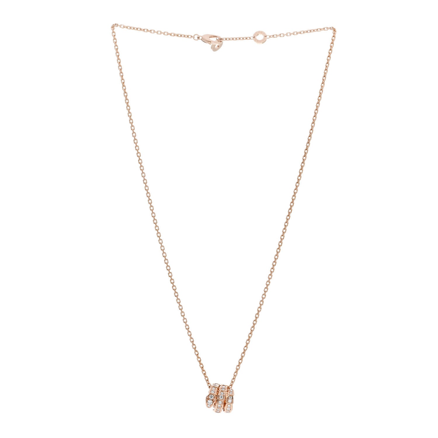 Bulgari 18K Rose Gold Diamond Serpenti Viper Pave Pendant Necklace 3 of 6