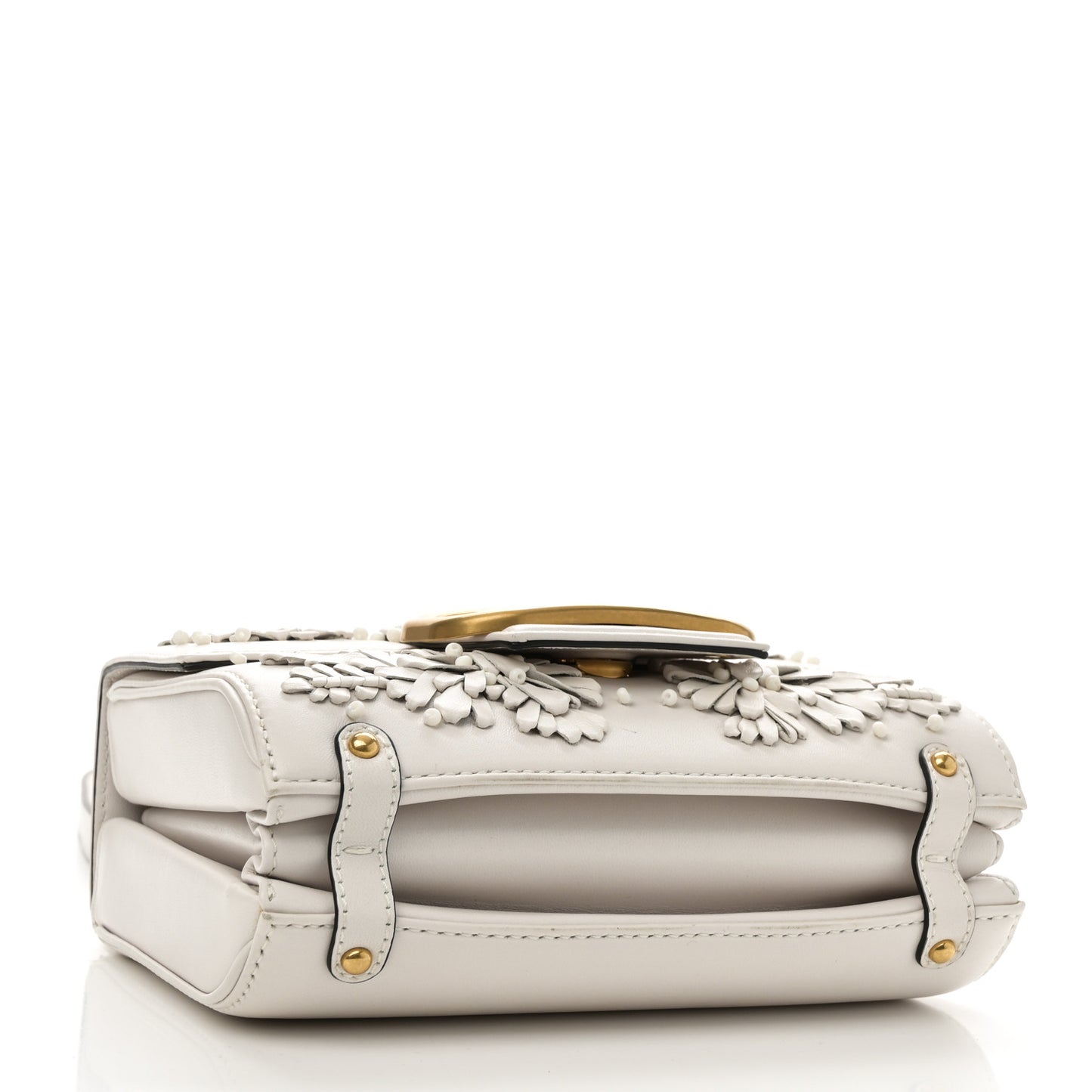 Nappa Floral Applique Vlogo Shoulder Bag White