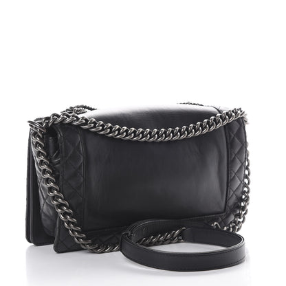 Chanel Calfskin Enchained Medium Boy Flap Black 2 of 12