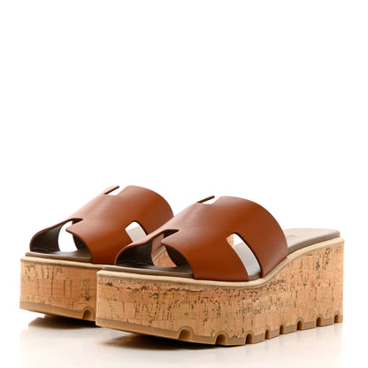 Hermes Calfskin Cork Eze 30 Sandals 37 Marron Glaise 3 of 11