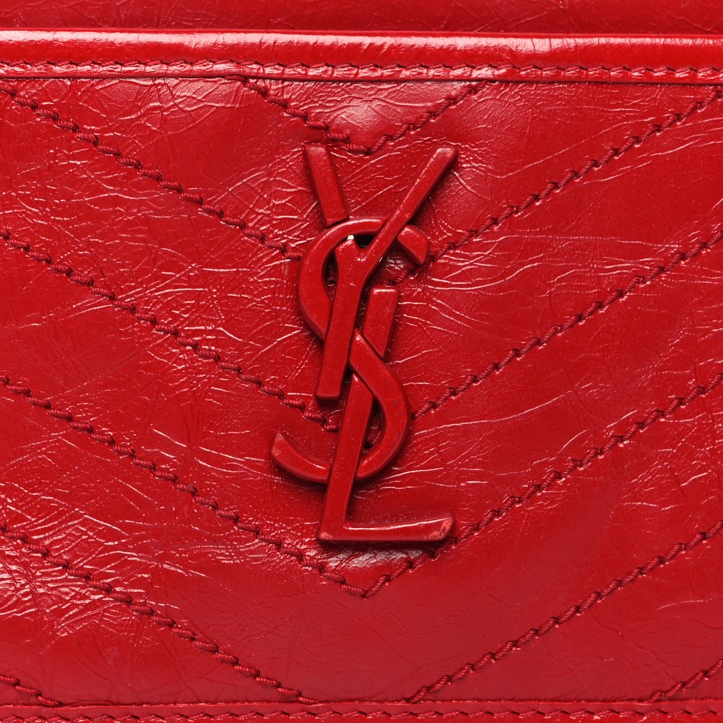 Crinkled Calfskin Matelasse Niki Bill Pouch Red