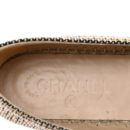 Chanel Metallic Tweed CC Espadrilles 38 Beige Black 8 of 10