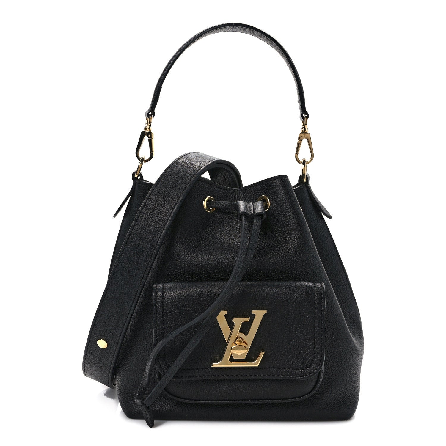 Louis Vuitton Calfskin Lockme Bucket MM Black 1 of 11