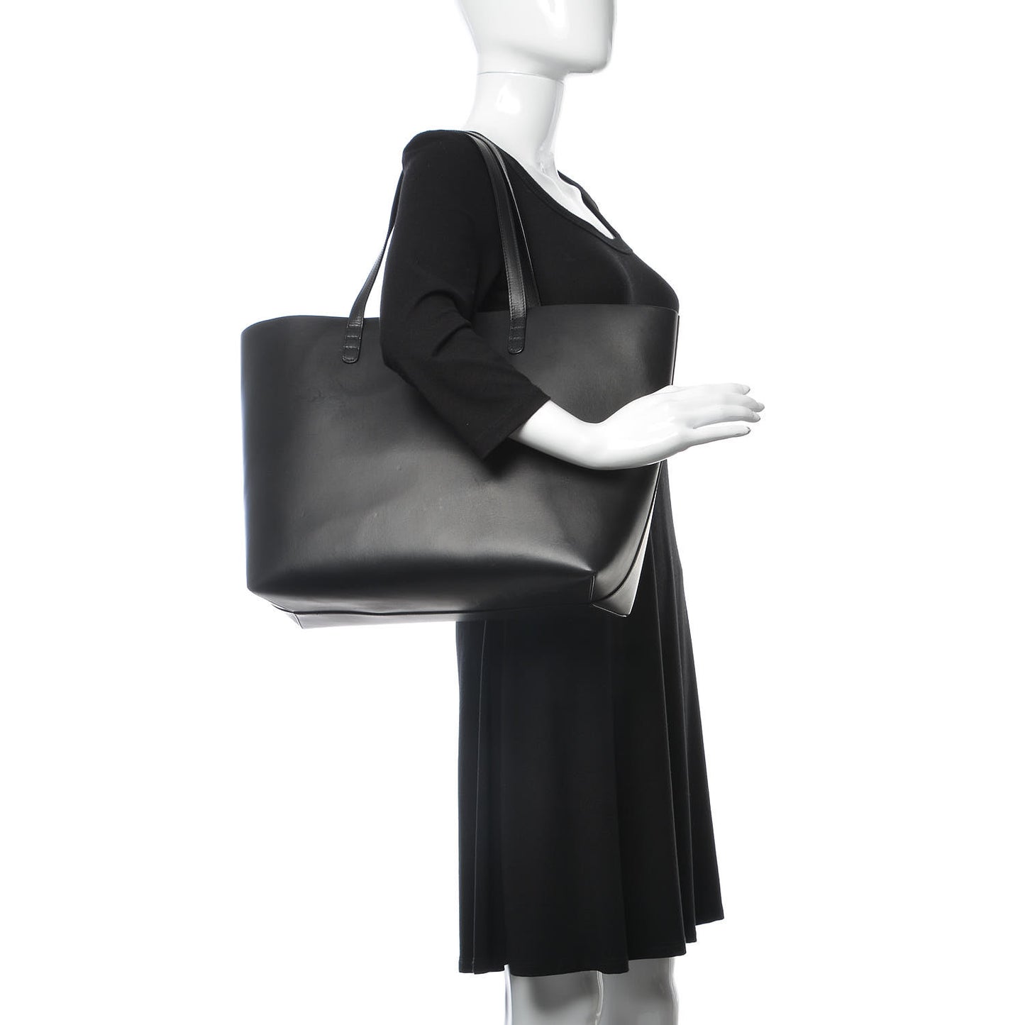 Calfskin Large Shopping Tote Black Flamma
