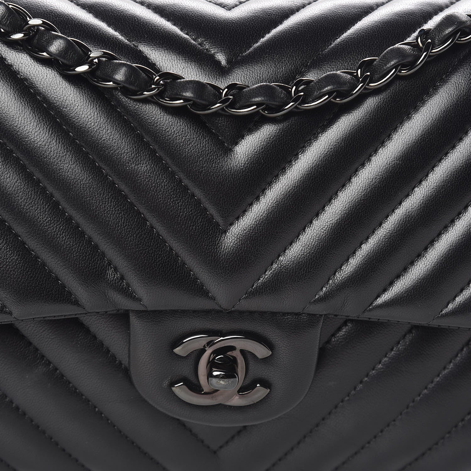Chanel Lambskin Chevron Quilted Medium Double Flap So Black 21 of 21