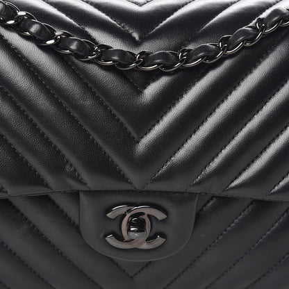 Chanel Lambskin Chevron Quilted Medium Double Flap So Black 21 of 21
