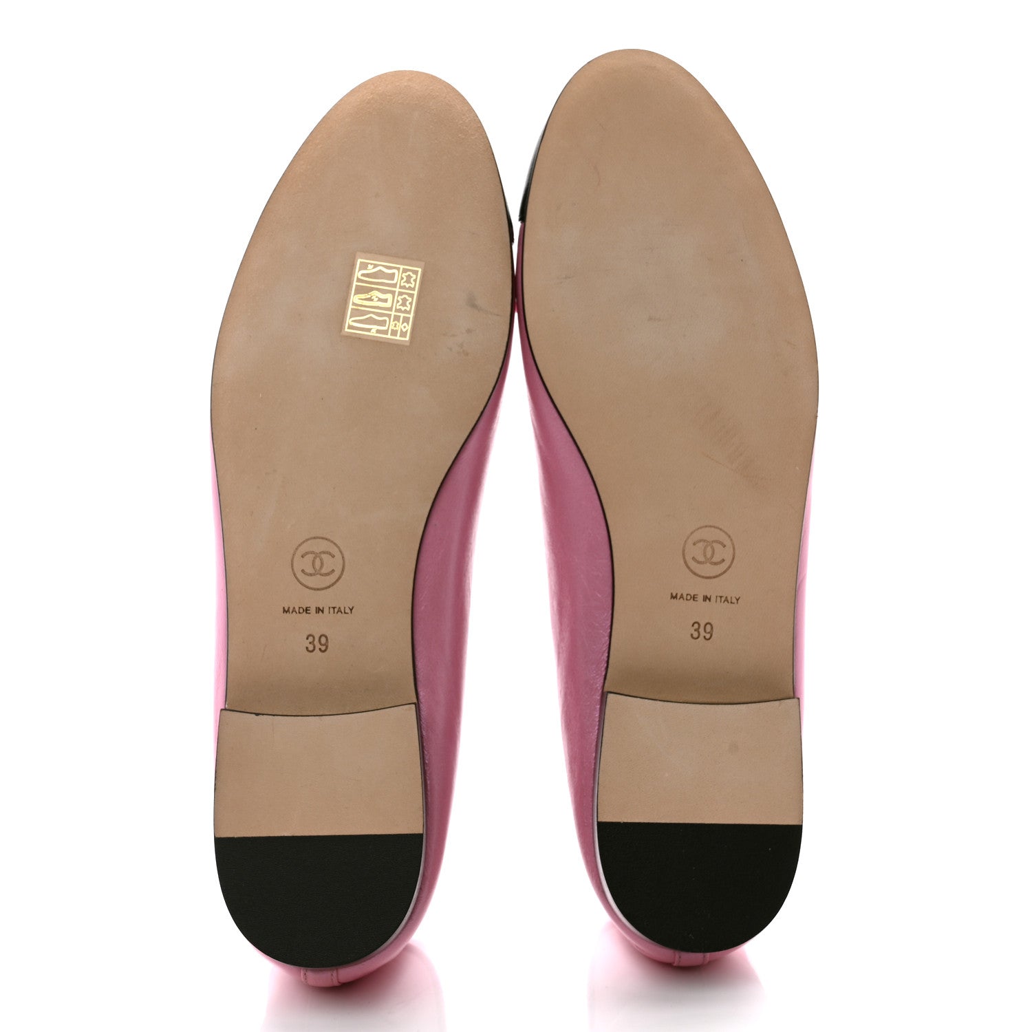 Chanel Laminated Crumpled Lambskin Cap Toe CC Ballerina Flats 39 Pink Black 5 of 8