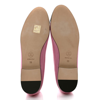 Chanel Laminated Crumpled Lambskin Cap Toe CC Ballerina Flats 39 Pink Black 5 of 8