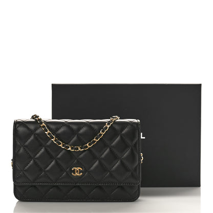 Chanel Lambskin Quilted Wallet On Chain WOC Black 10 of 10