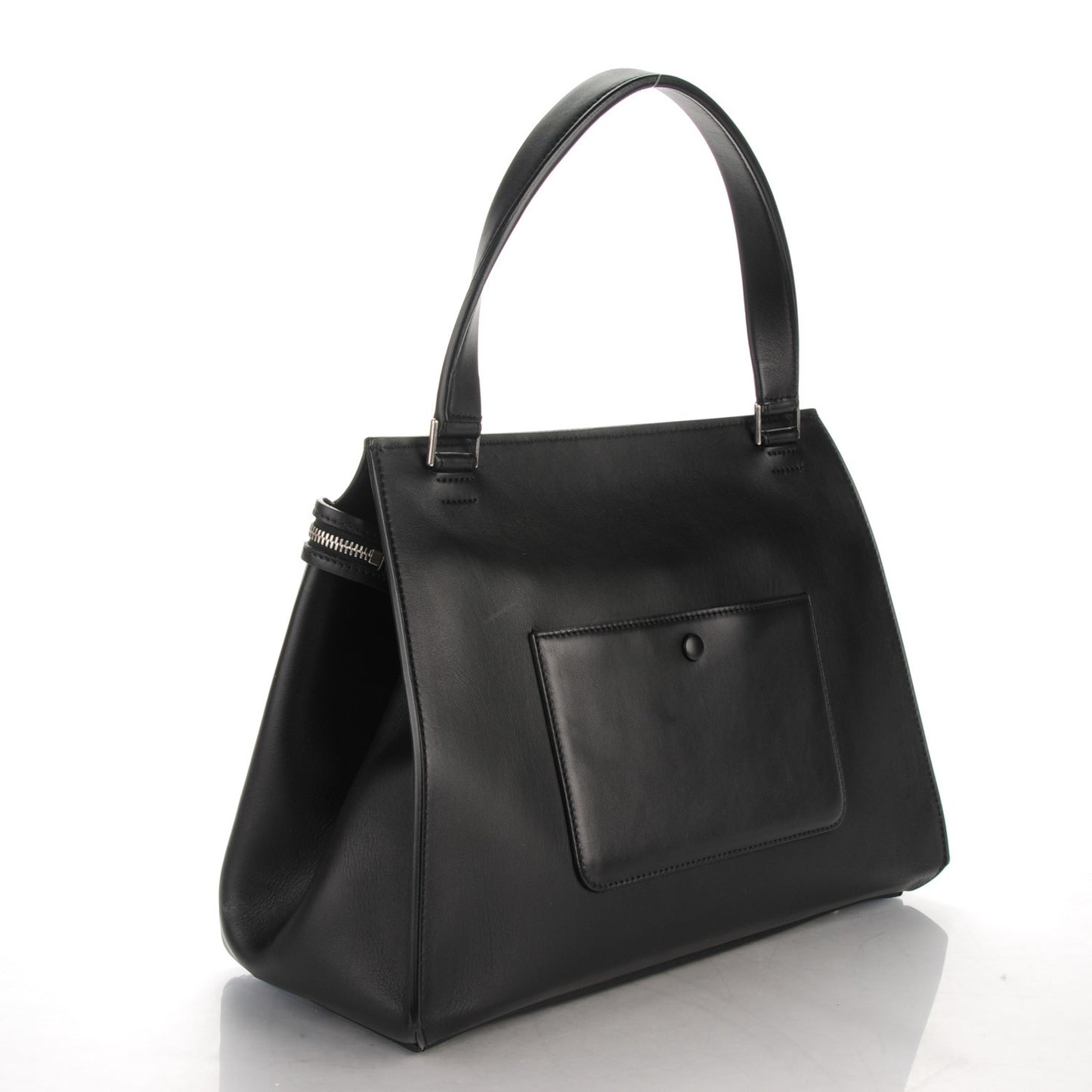 Python Smooth Calfskin Medium Edge Shoulder Bag Black