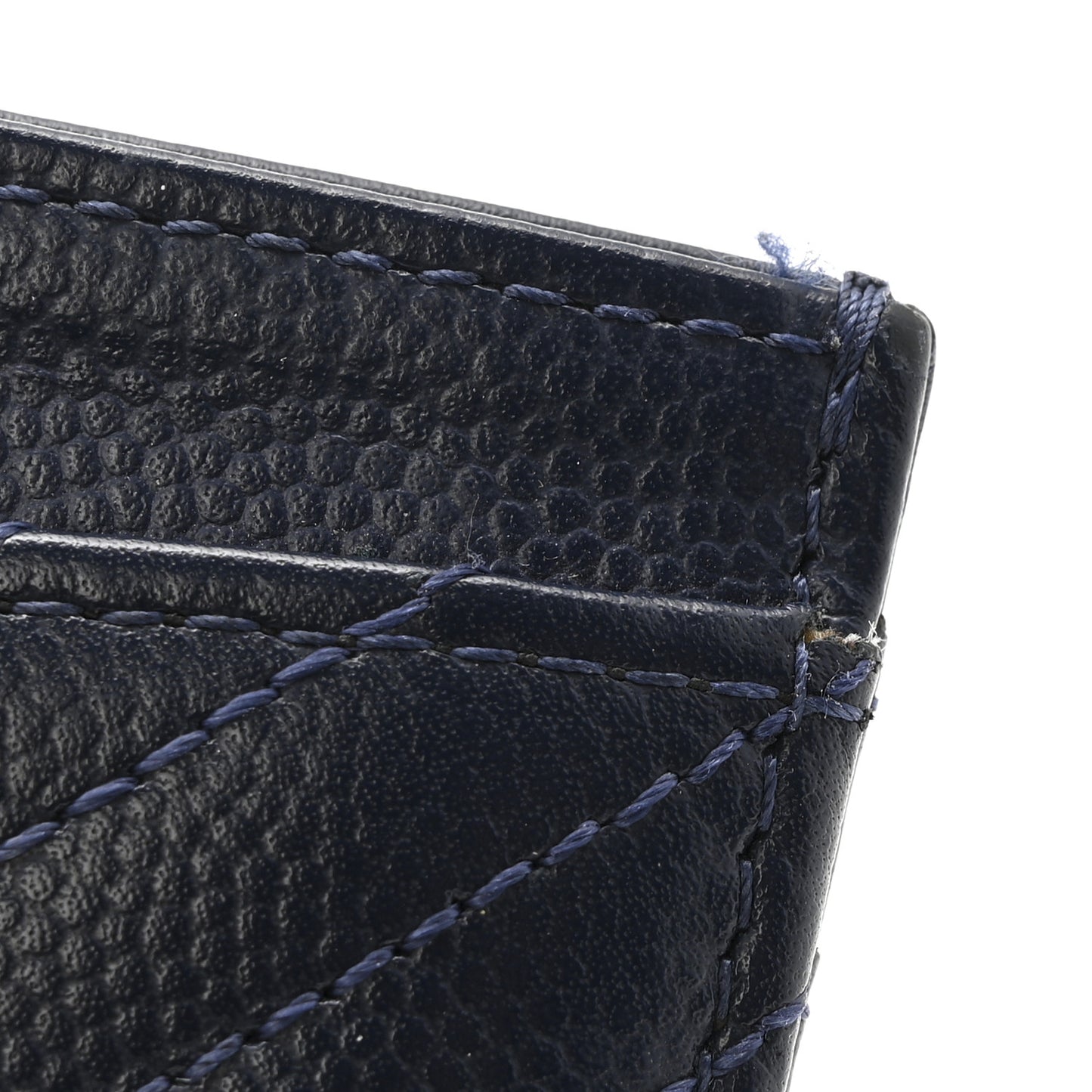 Caviar Chevron Quilted Card Holder Navy Blue