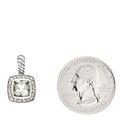David Yurman Sterling Silver Diamond Prasiolite 7mm Petite Albion Pendant 2 of 4