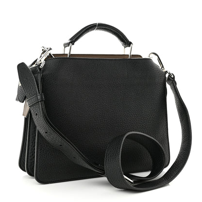 Fendi Cuoio Romano Vitello Cover Glazed Fabric Bi-Color FF 1974 Mini Peekaboo I SEE U Satchel Black Mimosa Tobacco Moro 4 of 11