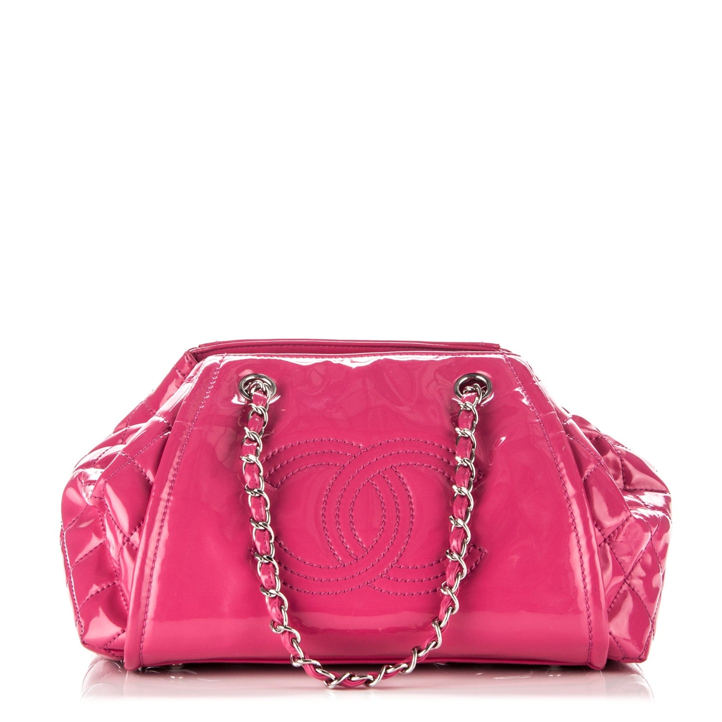 Vinyl Lipstick Ligne Accordion Tote Pink