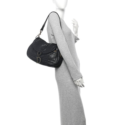 Christian Dior Lambskin Cannage Flap Messenger Bag Black 2 of 15
