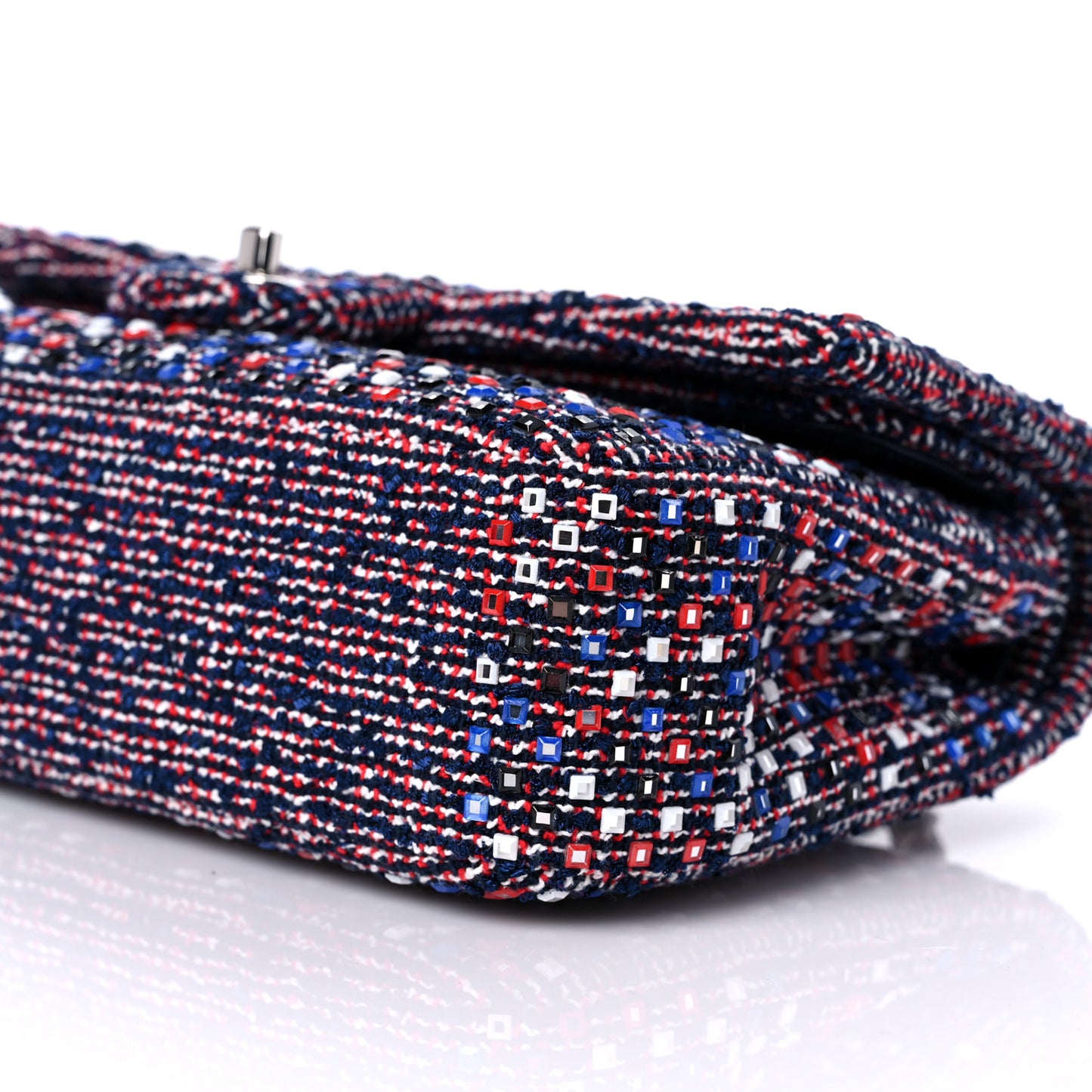 Sequin Tweed Medium Double Flap Red White Blue