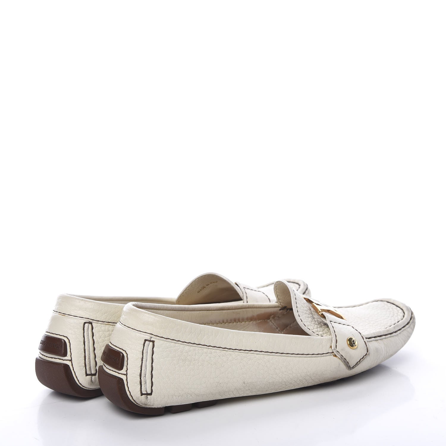 Louis Vuitton Grained Calfskin Oxford Loafers 38.5 White 4 of 19