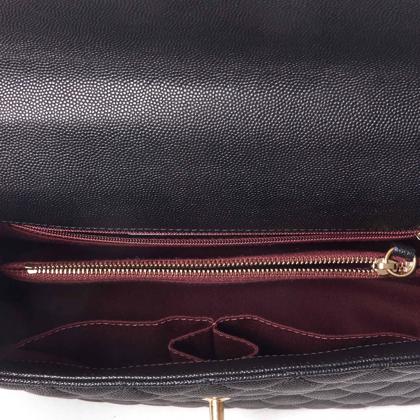 Caviar Quilted Small Coco Handle Flap Black