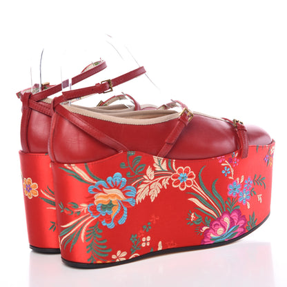 Gucci Malaga Kid Silk Hannelore Detachable Platform Slide 37 Hibiscus Red 4 of 18