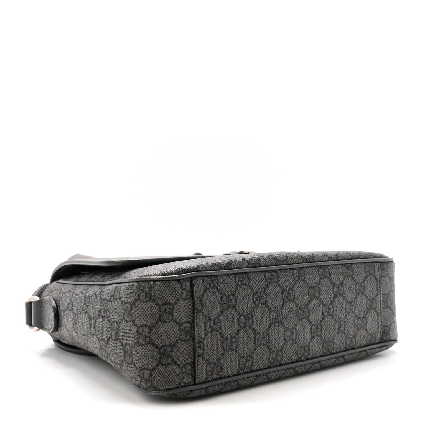 Tender GG Supreme Monogram Textured Dollar Calfskin Ophidia Messenger Bag Grey Black Graphite Grey