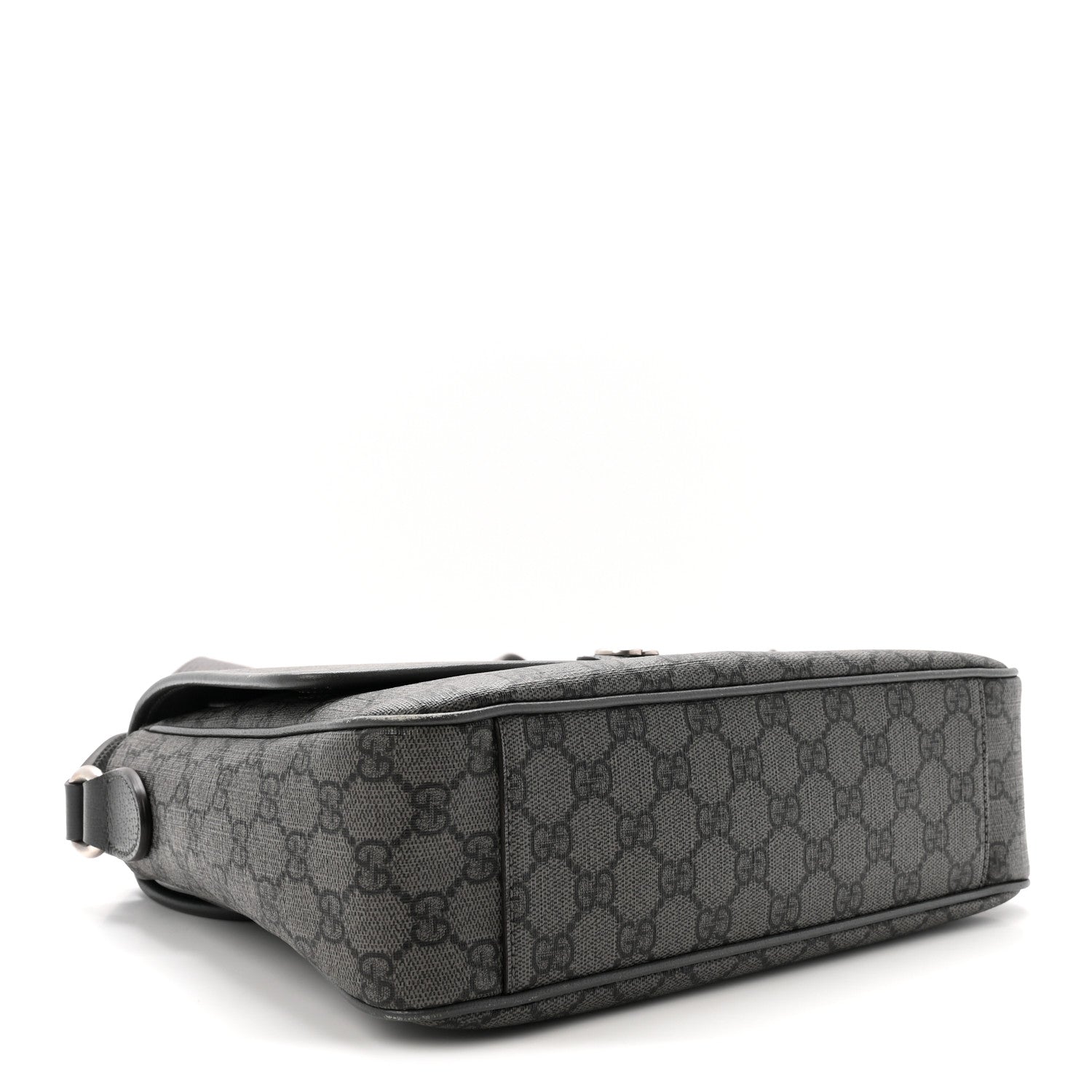 Gucci Tender GG Supreme Monogram Textured Dollar Calfskin Ophidia Messenger Bag Grey Black Graphite Grey 4 of 10