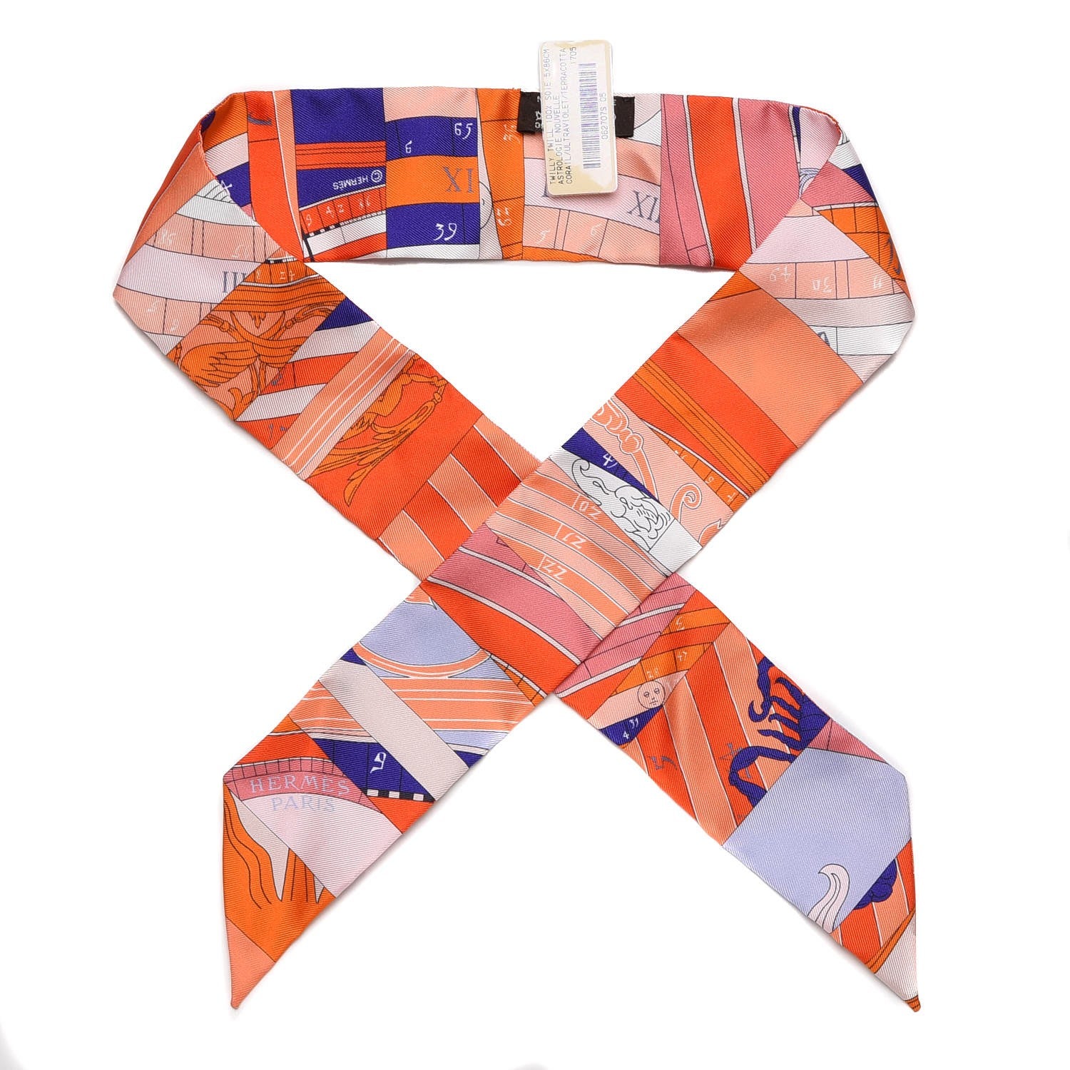 Hermes Silk Astrologie Nouvelle Twilly Corail Ultraviolet Terracotta 1 of 4