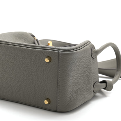 Hermes Taurillon Clemence Mini Lindy 20 Gris Meyer 10 of 11