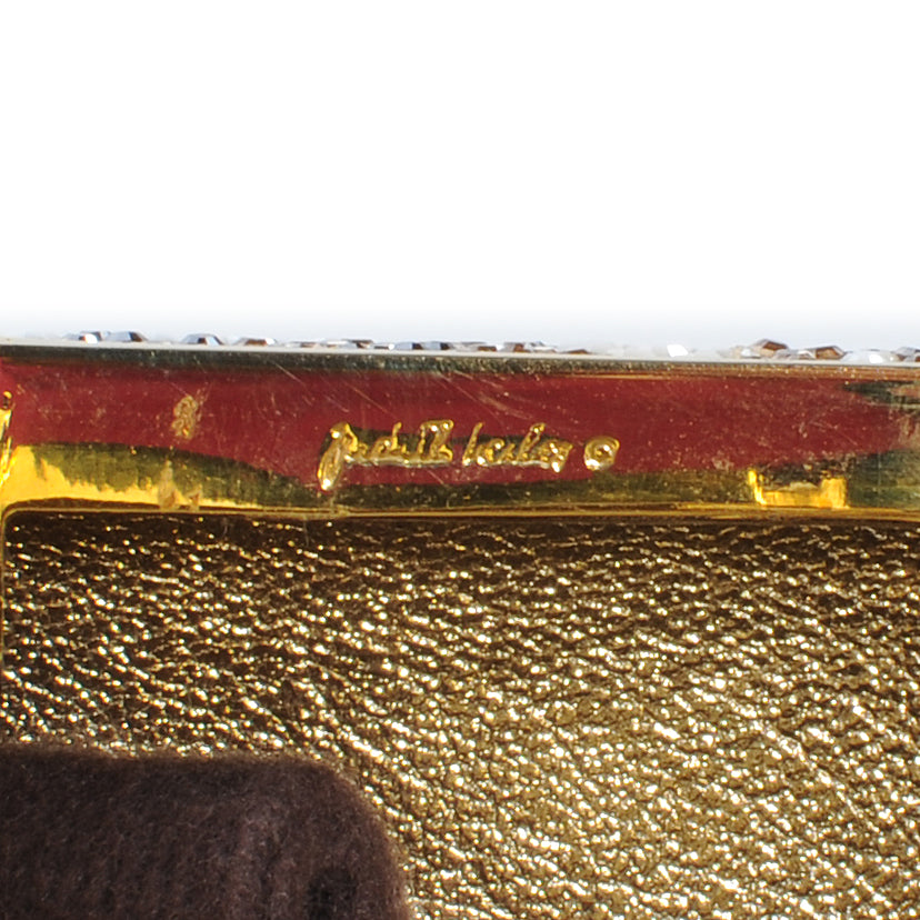 Judith Leiber Swarovski Crystal Flower Minaudiere Clutch Gold 7 of 8