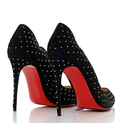 Christian Louboutin Veau Velours Studded Hot Chick 100 Pumps 38 Black Silver 4 of 13