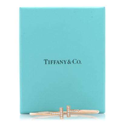 Tiffany 18K Rose Gold Diamond T Wire Bracelet 4 of 4