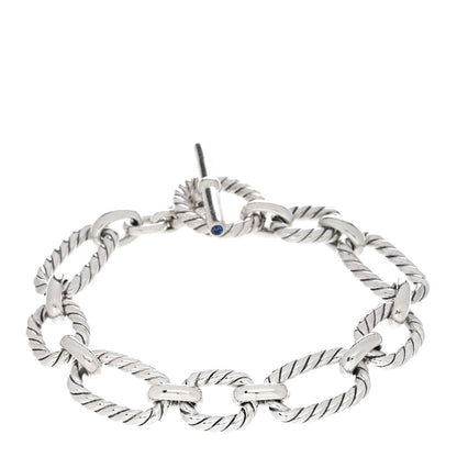 David Yurman Sterling Silver Blue Sapphire 12.5mm Cushion Link Bracelet 1 of 3