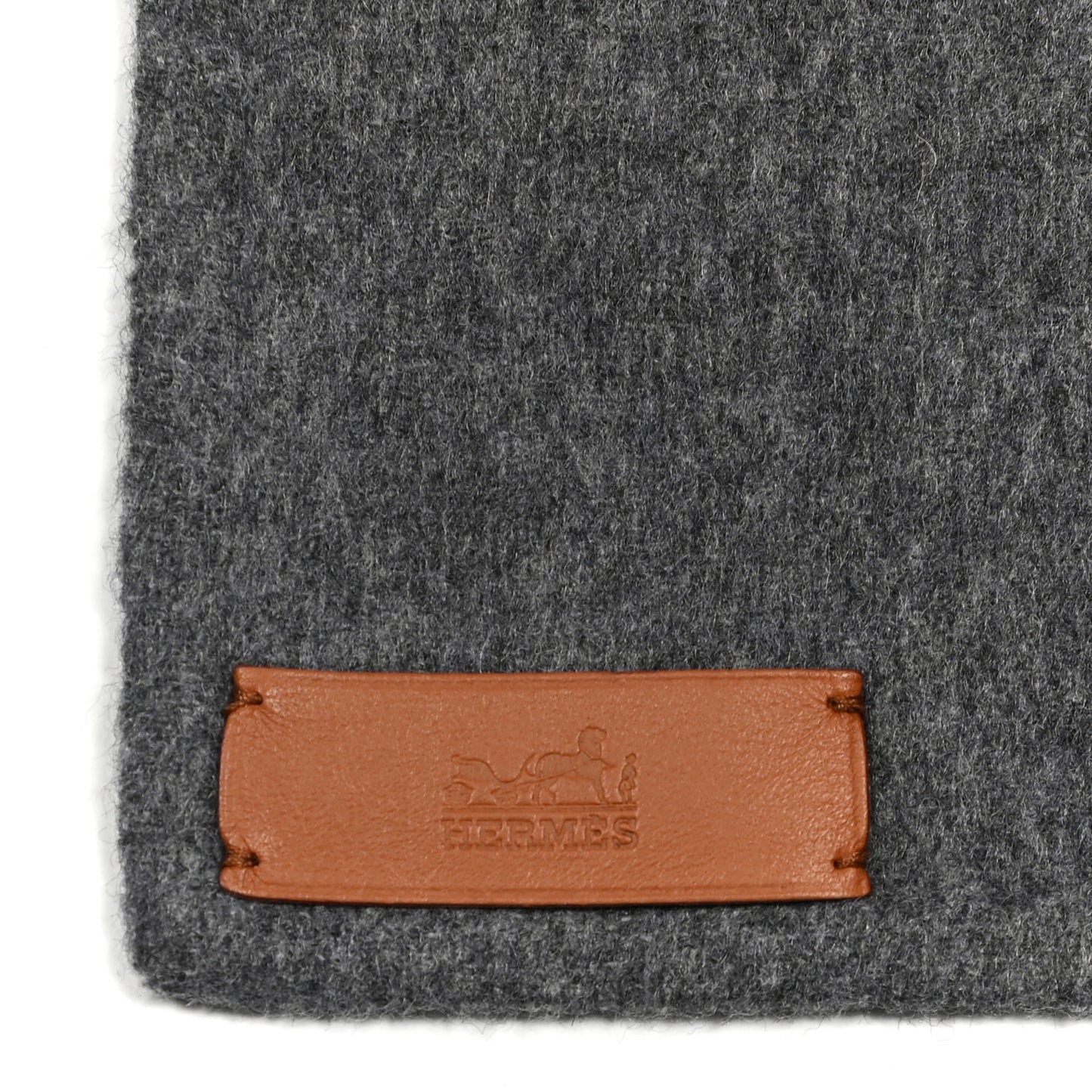 Cashmere Twill Double Face Applique Stole Scarf Gris