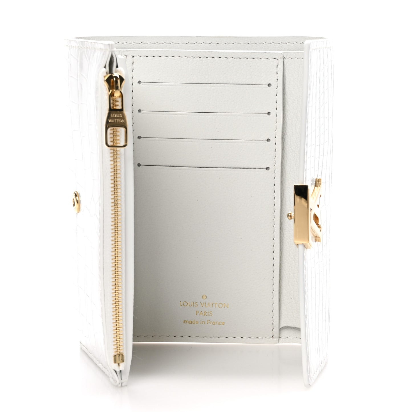 Crocodile Capucines Compact Wallet White