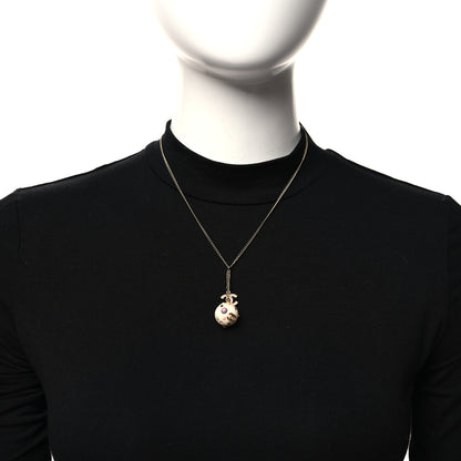 Chanel Resin Crystal CC Orb Necklace White 2 of 6
