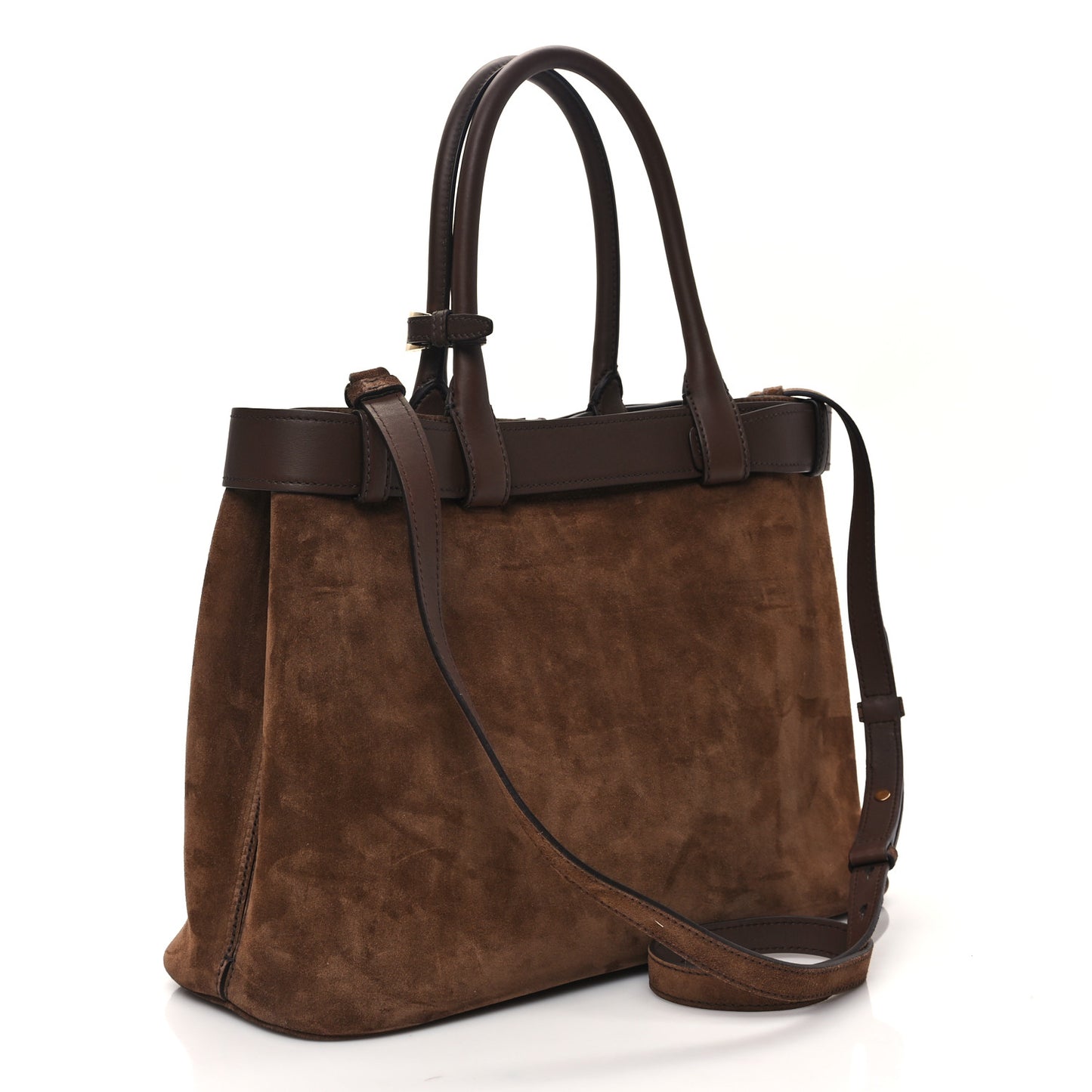 Scamosciato Large Buckle Bag With Belt Cacao