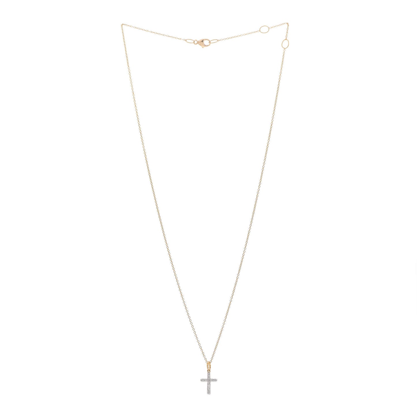 18K Yellow Gold Diamond Cable Collectibles Cross Necklace
