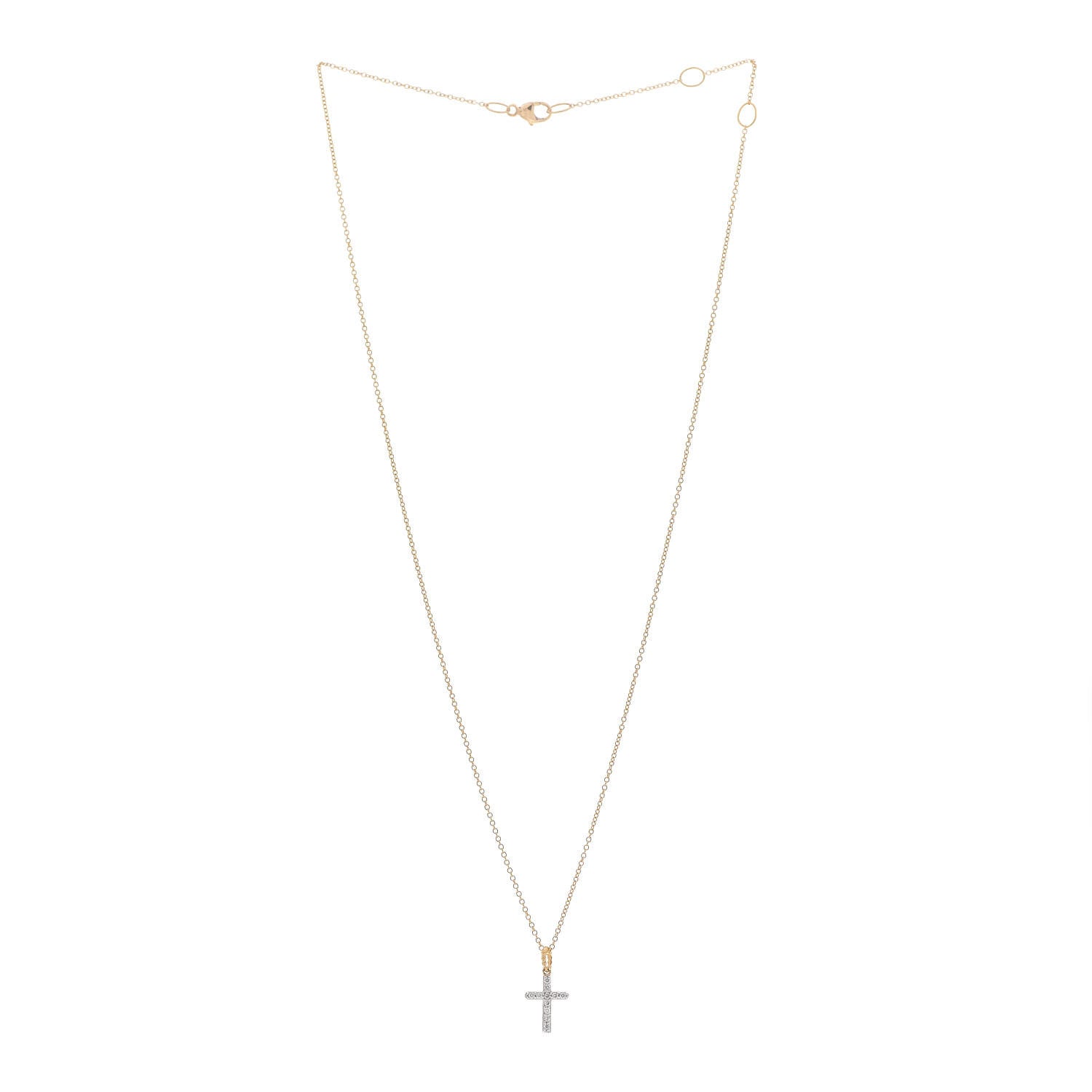 David Yurman 18K Yellow Gold Diamond Cable Collectibles Cross Necklace 3 of 6