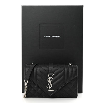 Saint Laurent Grain De Poudre Textured Mixed Matelasse Triquilt Small Monogram Satchel Black 10 of 10