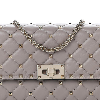 Valentino Garavani Lambskin Rockstud Spike Wallet on Chain Poudre 7 of 9