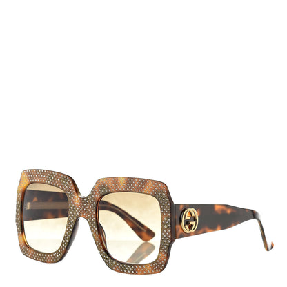 Gucci Crystal Square Frame Sunglasses GG3861/S Tortoise 1 of 8