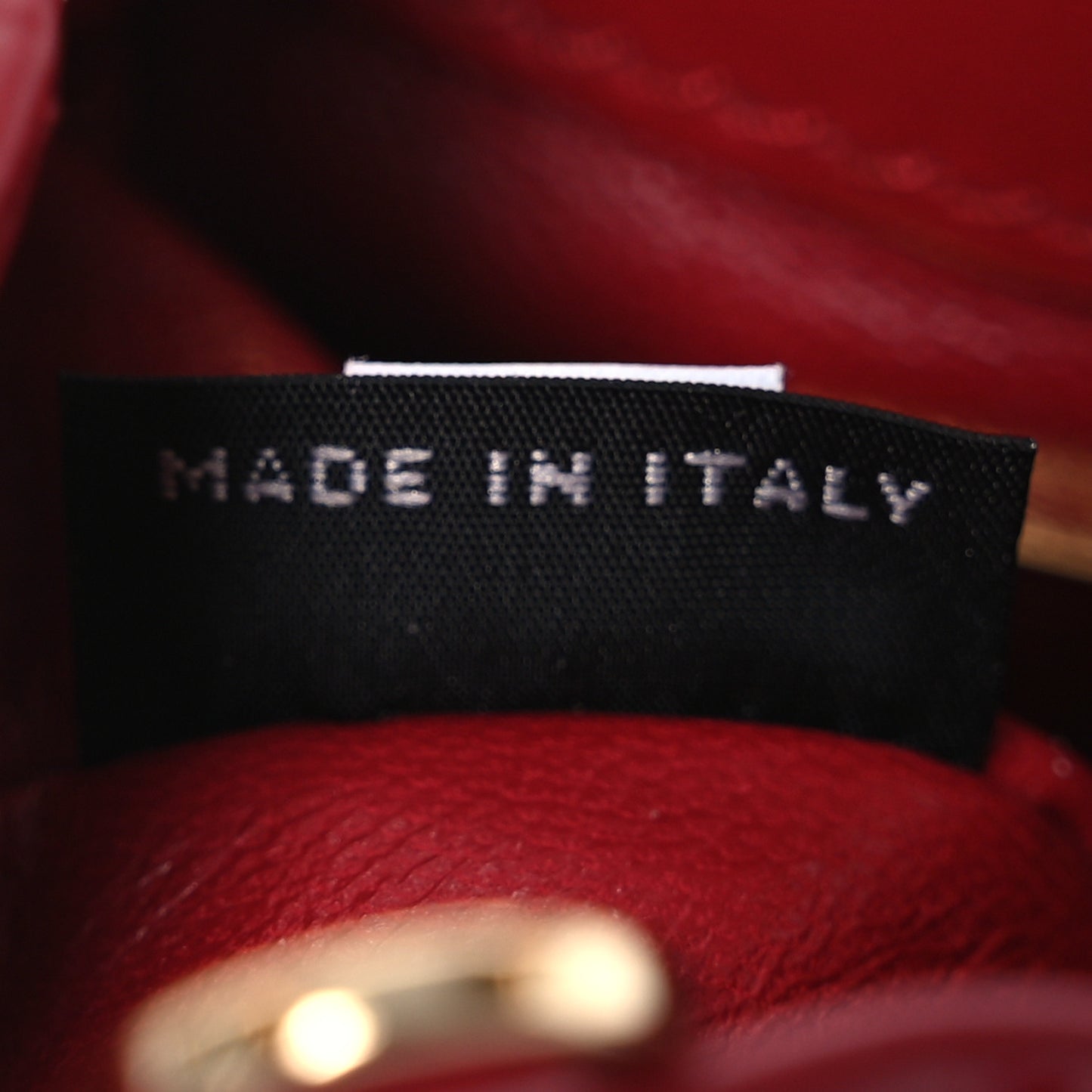 Vernice Metal Triangle Logo Mini Drawcord Pouch Shoulder Bag Cherry