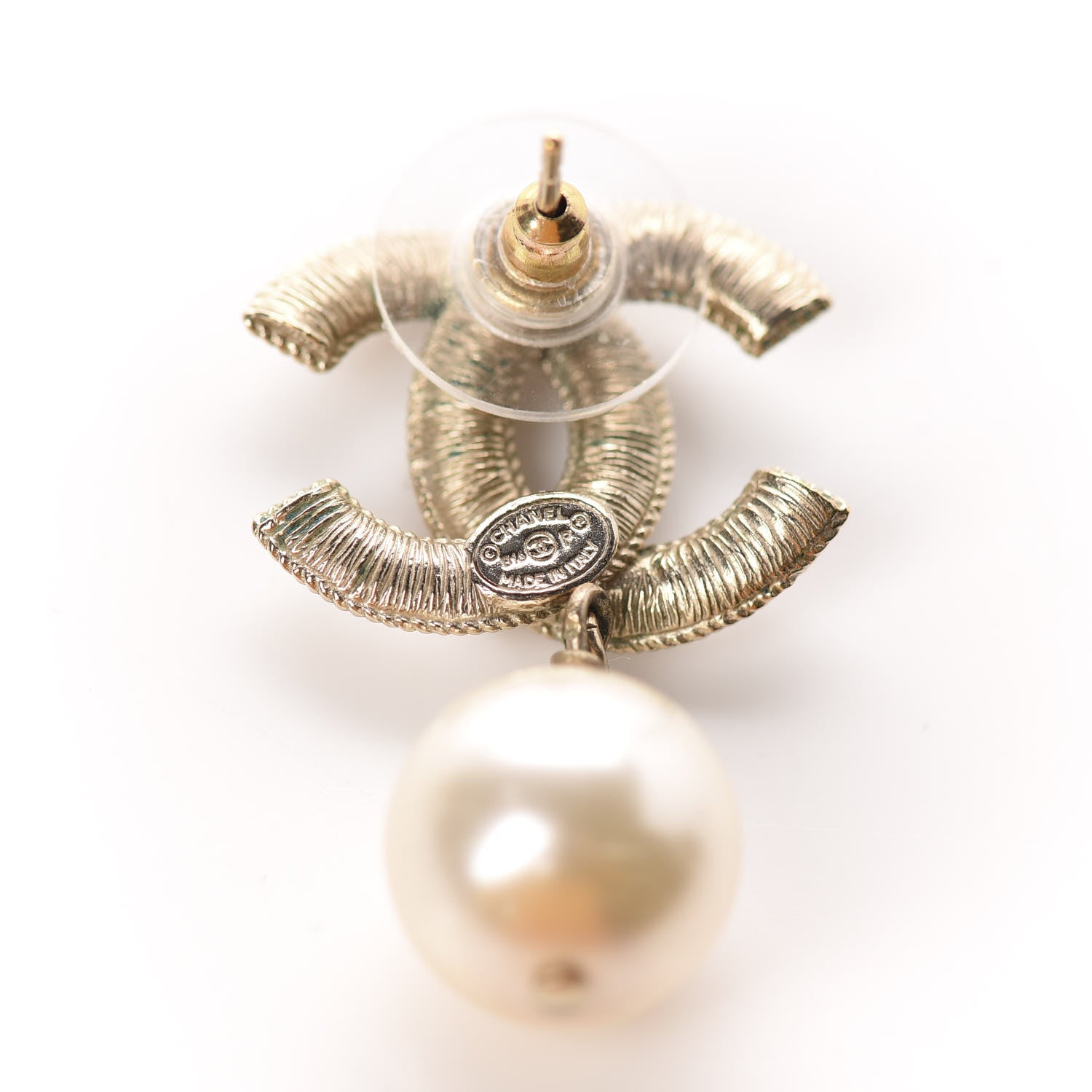 Chanel Pearl CC Drop Earrings Gold 4 of 5