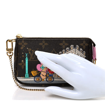 Louis Vuitton Monogram 2022 Christmas Animation Paris Mini Pochette Accessories Pink 2 of 7