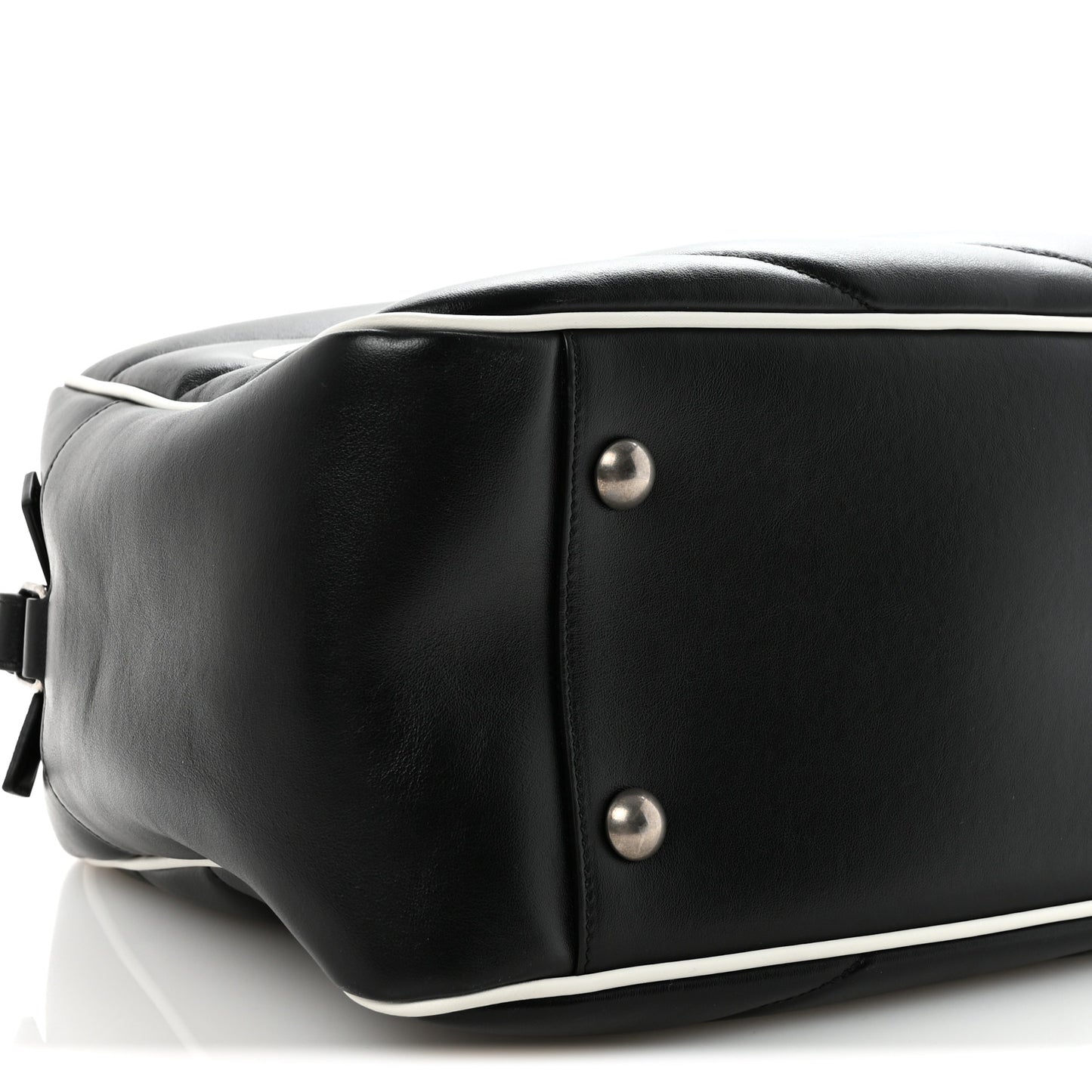 Calfskin Medium Miles Logo Bowler Duffel Bag Black