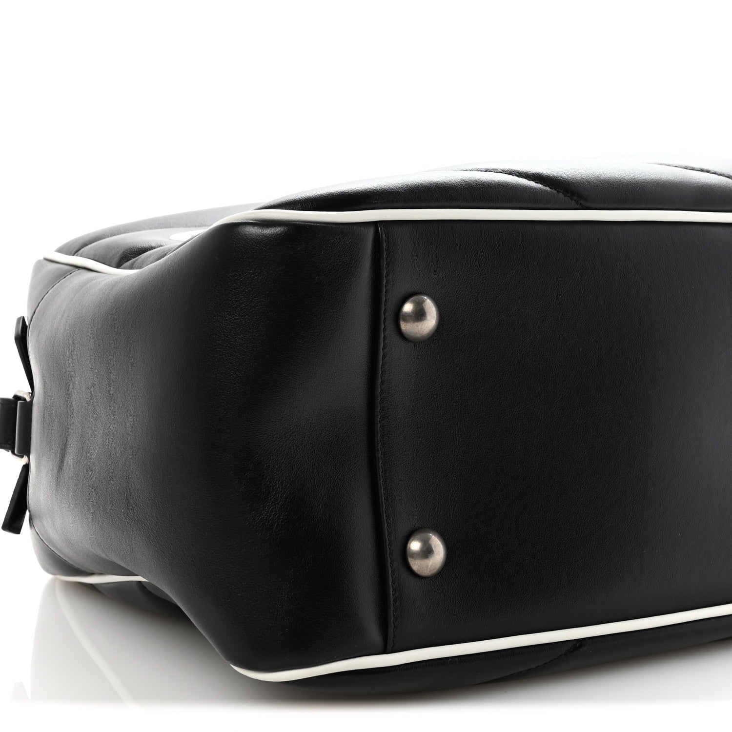 Saint Laurent Calfskin Medium Miles Logo Bowler Duffel Bag Black 8 of 9
