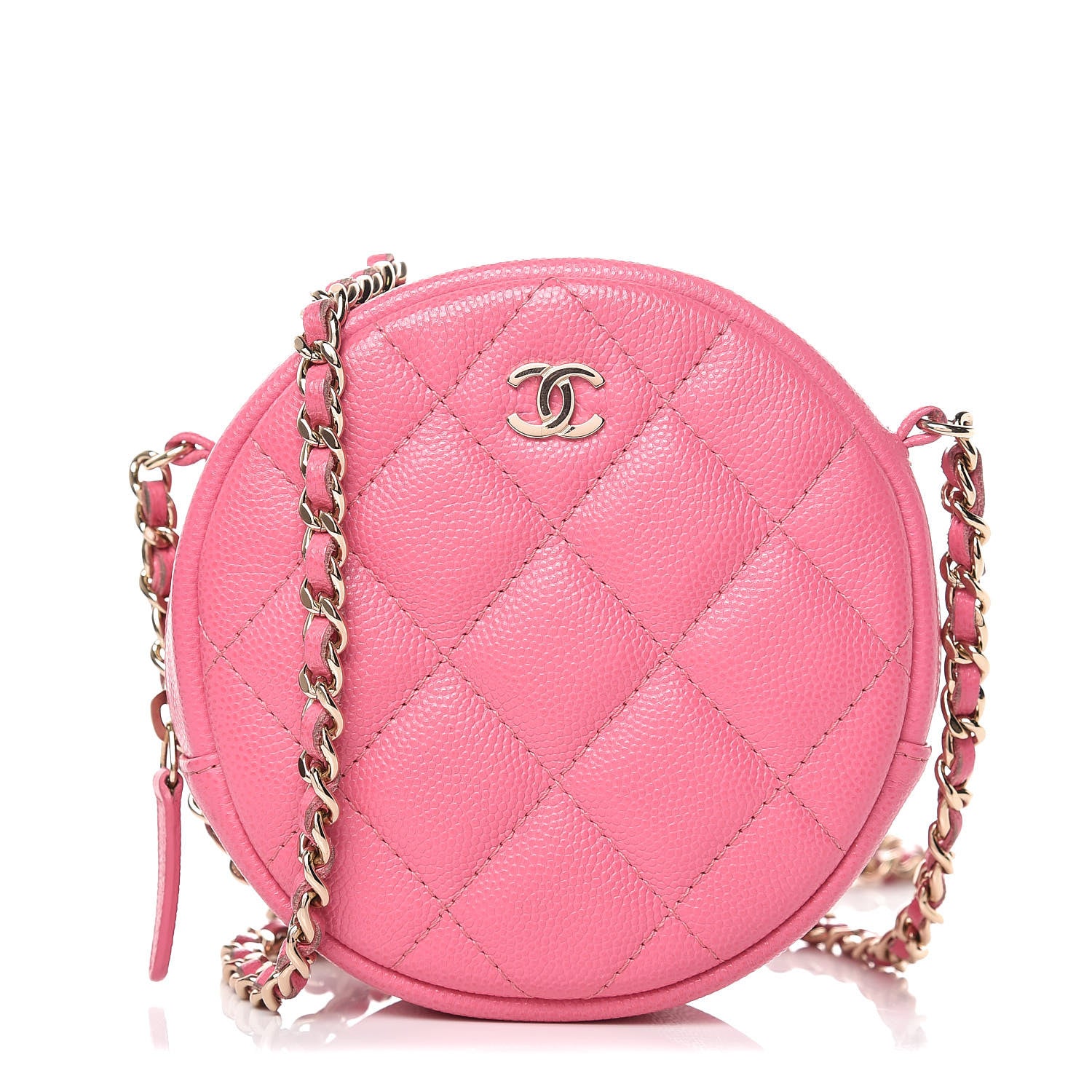 Chanel Caviar Quilted Round Clutch With Chain Pink 1 of 8