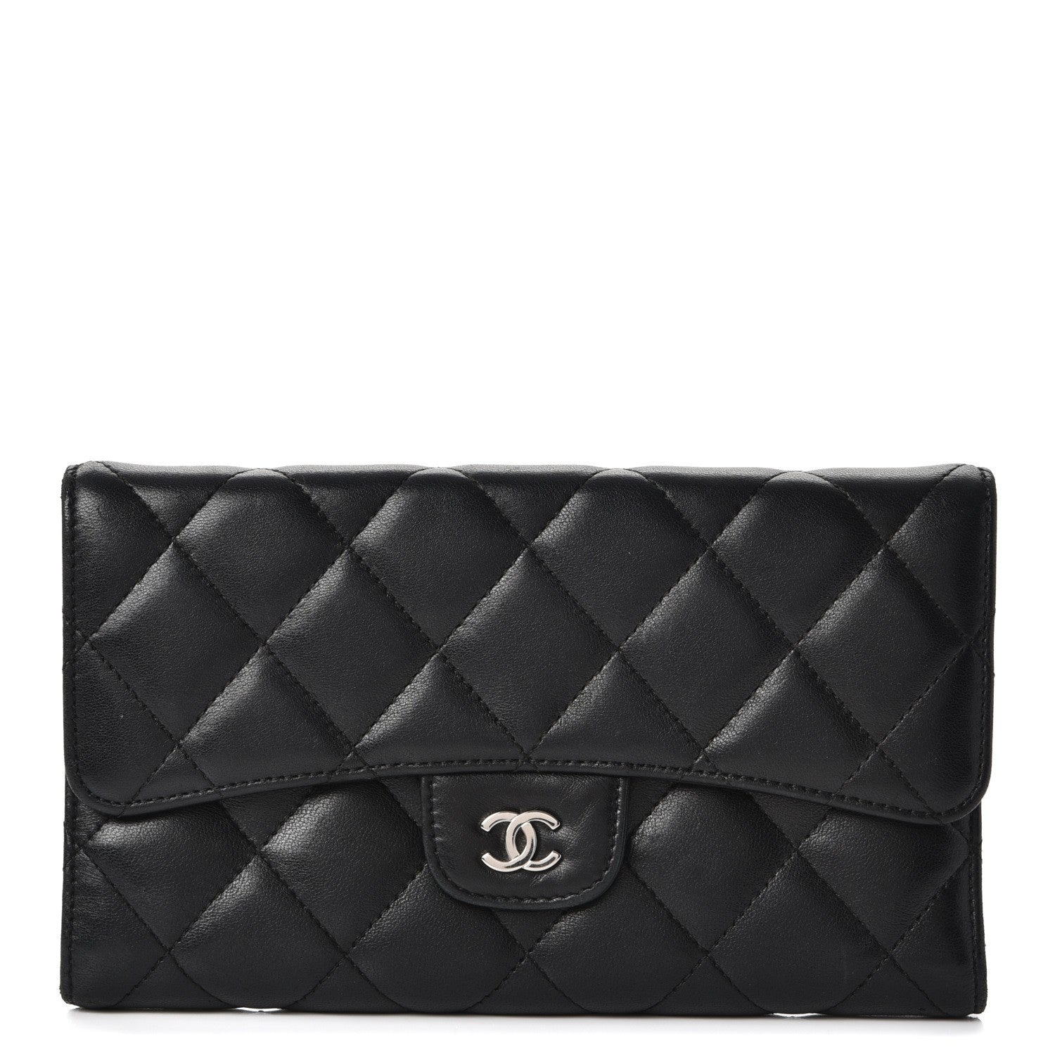 Chanel Lambskin Quilted Large Flap Wallet Black 1 of 14