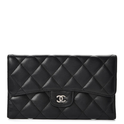 Chanel Lambskin Quilted Large Flap Wallet Black 1 of 14