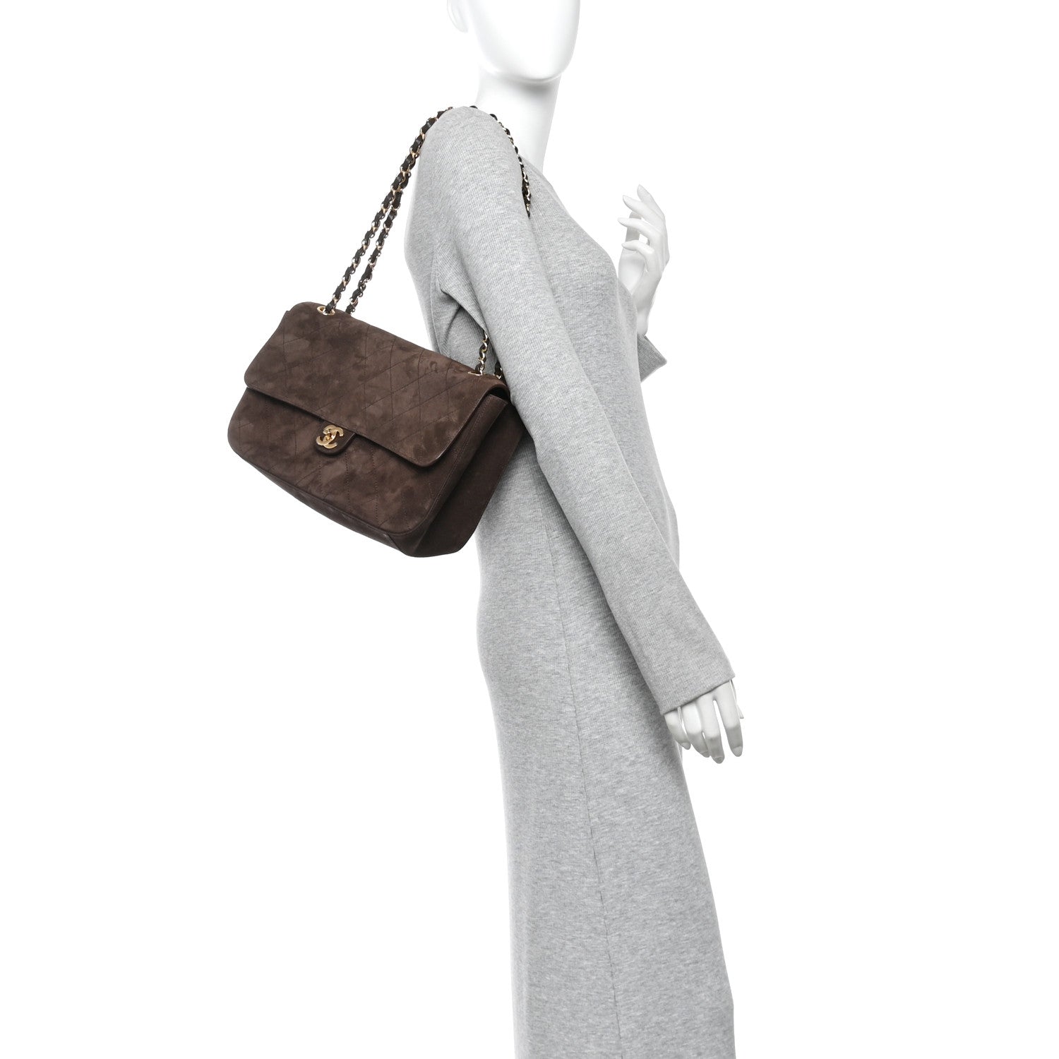 Chanel Suede Calfskin Small Souplissimo Maxi Flap Dark Brown 2 of 11